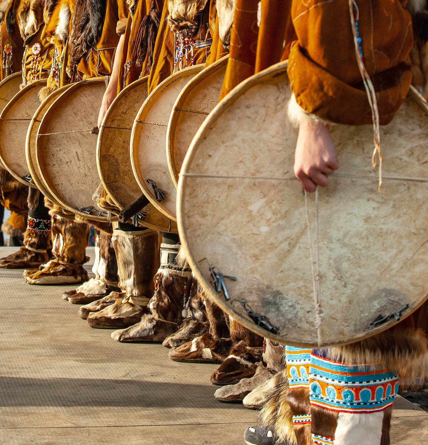 Folk ensemble performance in dress of indigenous people of Kamchatka.